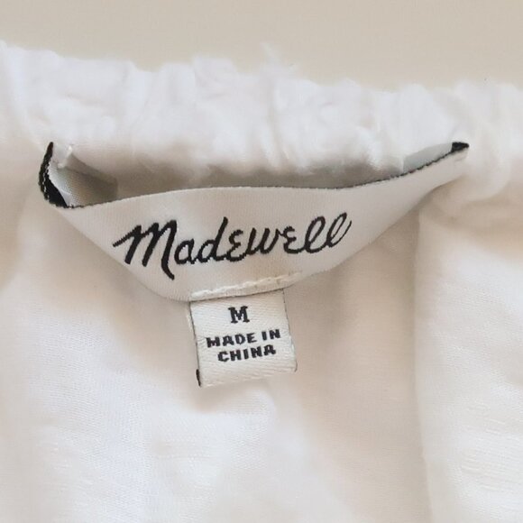 Madewell White Off The Shoulder Textured Cotton Cover-Up Romper Size M Medium - Picture 6 of 10